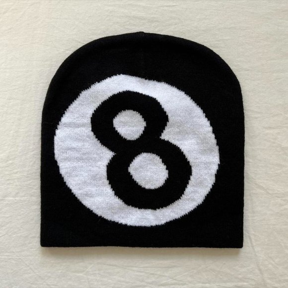 Y2K 2000s grunge black classic 8 ball beanie - Picture 1 of 8